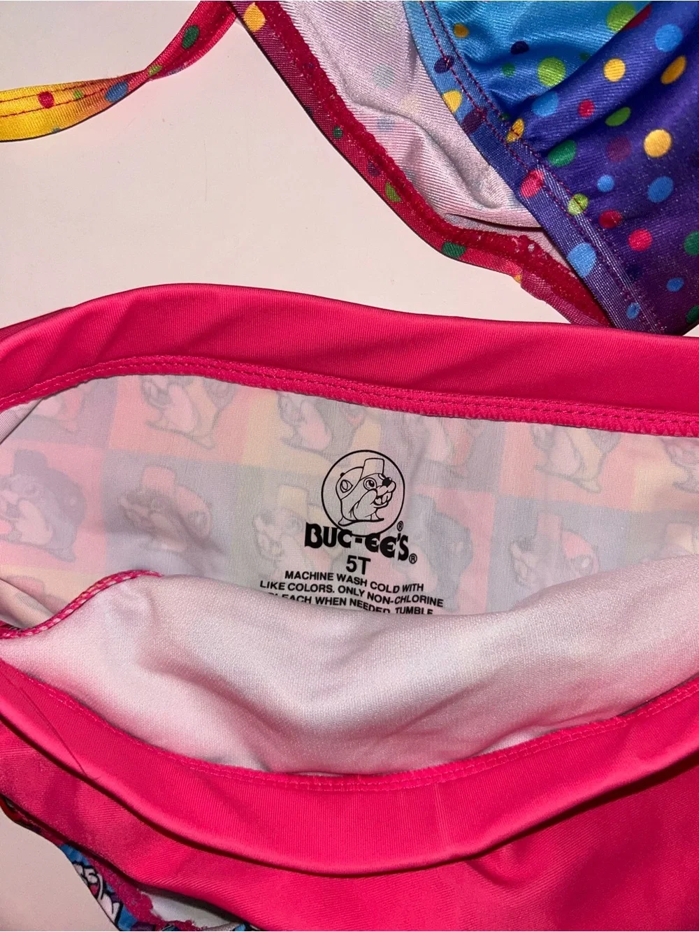 Girls Pink & Multicolor Rash Guard Swim Set